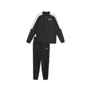 Chándal de algodón orgánico cómodo de alta calidad con logotipo personalizado, 2 piezas, traje de jogging con cremallera, Color negro, brazo blanco, cuello acanalado - Product Image 1