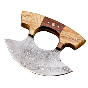 Cuchillo Ulu de Acero de Damasco con Mango Ergonómico y Hoja Curva Multiusos para Cocina Casera, Uso Comercial y Cocina al Aire Libre - Product Image 4