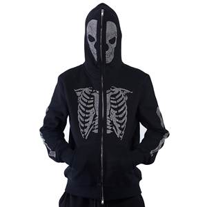 Sudadera con Capucha y Cremallera Completa, Personalizada con Estampado, con Orificios para los Ojos, 100% Algodón, para Invierno - Product Image 5