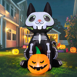 5 FT <span class=keywords><strong>Halloween</strong></span> Black <span class=keywords><strong>Cat</strong></span> Aufblasbare, aufblasbare schwarze Katze mit Kürbis Outdoor <span class=keywords><strong>Halloween</strong></span> Dekoration Abstand mit LED-Lichtern - Product Image 6