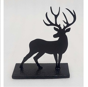 Juego de 3 piezas de acero inoxidable de Reno de lujo, decorativo de Navidad con base de metal ovalada, acabado de pulido de espejo para decoración del hogar. - Product Image 3