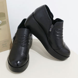 [JSHOE] Botines de Cuero Vacuno Genuino para Mujer, Zapatos de Plataforma Cómodos, Botines de Tobillo sin Cordones para Caminar - Product Image 6