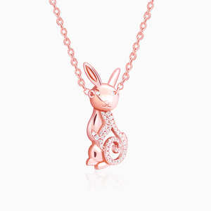 Rose Gold <b>Rabbit</b> Pendant with Link Chain Elegant Fine Jewelry Charms Stylish Necklace Perfect <b>Gift</b> for Women Birthday or Party - Product Image 2