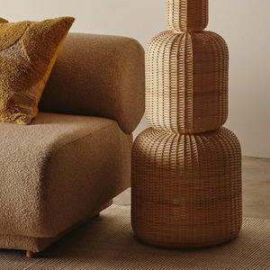 New Arrival Eco Friendly Handwoven <b>Wicker</b> Rattan Floor Lamp Stacked Form Design Handmade Natural Lighting For Wholesale Buyers - Product Image 2