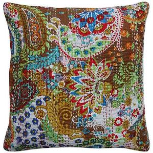 Handmade Cotton Kantha <b>Cushion</b> <b>Covers</b> New Arrival Traditional Sofa Home Decoration with Zipper Closure for Hotel Use - Product Image 3