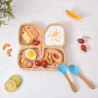 Plateau d'alimentation pour tout-petits en bois écologique fait main en forme d'éléphant, résistant à la chaleur, durable, anti-renversement, compatible lave-vaisselle