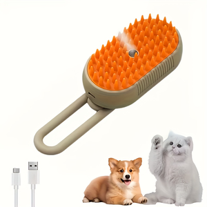 Cepillo de Vapor 3 en 1 con Masaje y Pulverizador Eléctrico para Mascotas, Herramienta de Aseo para Perros y Gatos para Eliminar Pelo Muerto, para Uso en el Baño - Product Image 1