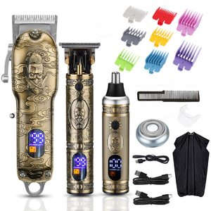 Tondeuse professionnelle sans fil pour hommes, kit de coupe de cheveux avec lames en acier inoxydable, tondeuse à barbe T-Blade, ensemble de coupe de cheveux IPX7 - Product Image 6