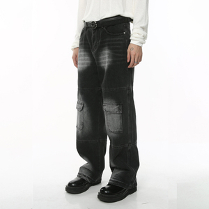 กางเกงยีนส์ขาบานสำหรับผู้หญิงทรงหลวมสไตล์ฮิปฮอปขากว้างทรงตรงโลโก้ตามสั่งสไตล์วินเทจ - Product Image 5