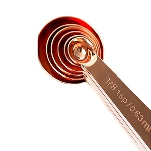 Ensemble de tasses à mesurer en cuivre de luxe avec cuillère de mariage en acier inoxydable de l'Inde Ustensiles de cuisine parfaits Thé Café Dessert - Product Image 1