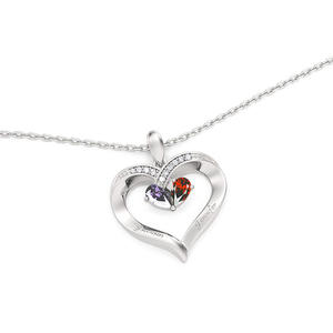 Jeulia <b>Custom</b> <b>Name</b> Engraved Two Hearts Crystal <b>Necklace</b> with Birthstone - Product Image 4