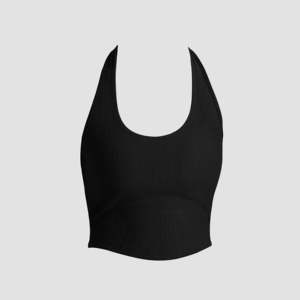 Sujetador deportivo con tirantes y relleno, top halter estampado suave de talla grande para yoga, con forro de elastano negro para actividades deportivas. - Product Image 2