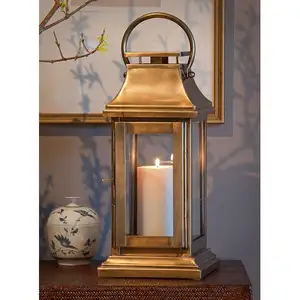 设计师金属灯笼婚礼派对装饰蜡烛装饰仿古黄金成品花园圣诞挂灯