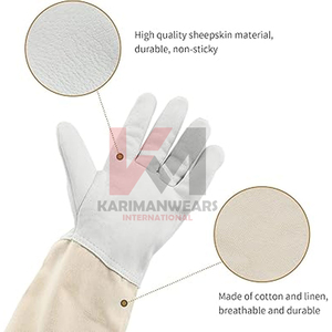 Gants d'apiculture professionnels en vente chaude, cuir de chèvre durable, manches ventilées, protège-bras, manches longues pour apiculteur - Product Image 5