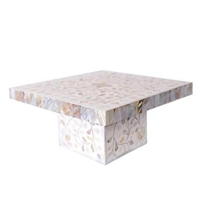 Soporte de pastel con incrustaciones de hueso hechas a mano de calidad superior con acabado liso para mesa de comedor moderna a precio mayorista de Aaliyan Impax - Product Image 4