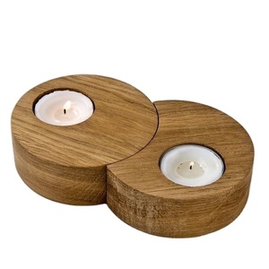 Composition circulaire décoration maison bougeoirs en bois bougeoir en bois pour mariage - Product Image 1