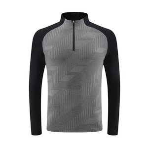 Venta al por mayor Activewear Nuevo Diseño Slim Fit Compresión ropa de gimnasio Manga larga completa Lujo ropa activa cuarto de camisa con cremallera para los hombres - Product Image 3