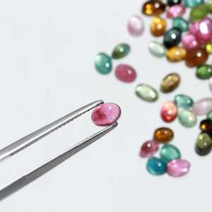 Cabujones Ovalados de Turmalina Sandía AAA de 5-6 mm, Cuentas Ovaladas de Turmalina Multicolor Lisas, Piedras Preciosas de Turmalina Natural para - Product Image 4