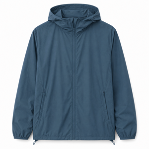 Veste coupe-vent à capuche pour homme personnalisée, polyester léger, résistant à l'eau, pour activités de plein air, décontractée, OEM, ODM, marque privée, vente en gros - Product Image 1