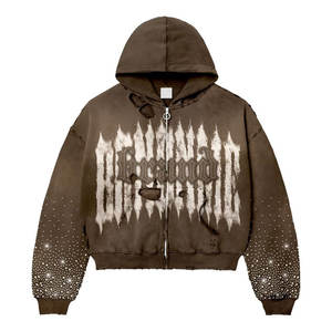 Sweat à capuche zippé tendance au design artistique effet peinture graffiti, style urbain audacieux, personnalisable avec n'importe quel logo - Product Image 5