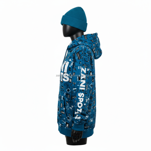 Sweat à capuche pour femme 320 GSM Tissu doux en coton et polyester Imprimé bleu Coupe surdimensionnée Logo personnalisé Pullover Women's basics Hoodie - Product Image 4