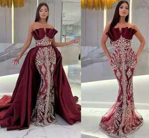 Robe de soirée sirène de luxe la plus vendue, longue, perlée, brodée à la main, grande taille, respirante pour femme - Product Image 1