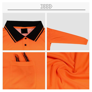 男性用高視認性安全ポロシャツ蛍光<span class=keywords><strong>Hi</strong></span> <span class=keywords><strong>Vis</strong></span>長袖ワークティーモイスチャーウィッキング - Product Image 4