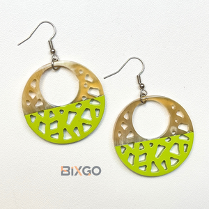 Pendientes de Plata Vintage Hechos a Mano en Vietnam, Media Verde Claro (Verde Com), Laca Personalizada, Venta al por Mayor, Moda para Bodas y Fiestas - Product Image 2
