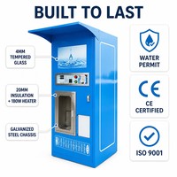 Distributeur d'eau RO commercial en libre-service à monnayeur, filtration 8 étapes, réservoir 200L, station d'eau potable purifiée