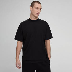 Camiseta de algodón de manga corta con cuello redondo de 220gms para hombre, camisetas informales holgadas simples de Color sólido, gran oferta, diseño en blanco con logotipo frontal - Product Image 1