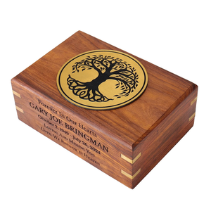 Caja de urna de cremación de palisandro Árbol DE LA VIDA Cenizas para adultos Recuerdos conmemorativos de madera de mango para cenizas para adultos con grabado de árbol de la vida - Product Image 4
