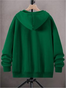 Sweat à capuche zippé à manches longues avec cordon de serrage pour homme Sweat-shirt d'hiver brodé à imprimé croisé avec poches en polyester/coton - Product Image 2