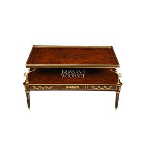 โต๊ะกาแฟสุดหรูพร้อมมือจับทองเหลือง ลายฝังมุก และลิ้นชักเก็บของดีไซน์หรูหราสำหรับห้องนั่งเล่นสไตล์คลาสสิก - Product Image 1
