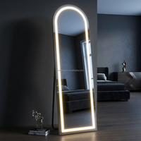 Miroir sur pied moderne à LED intelligent, personnalisable, vente en gros, pour salon, chambre, décoration intérieure