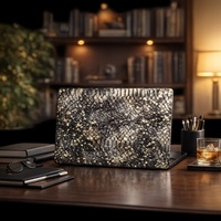 Étui rigide de protection pour ordinateur portable en cuir PU à motif peau de serpent exotique pour MacBook Air & Pro 13.6/15.3/14/16 pouces Luxe