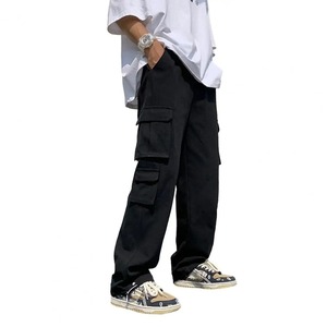 Pantalones Cargo de algodón blanco para hombre, ropa informal estilo Hip Hop, pierna ancha, cintura media, pantalones de chándal de pierna recta con múltiples bolsillos, estilo informal - Product Image 6
