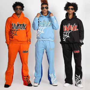 2024 Unisex Custom Streetwear High Quality 100% Cotton Puff Printing Oversized Hoodie Sweatpants <b>Set</b> Plus Size for Winter - Product Image 5