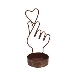 Juego de 4 portavelas de hierro rosa oscuro con Color dorado, portavelas de tamaño mediano para decoración de mesa y boda - Product Image 1