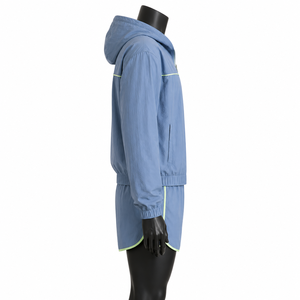 Conjunto Deportivo Unisex Azul Claro con Capucha, Pantalones Cortos Deportivos con Cierre y Manga Larga, Secado Rápido, Ligero, Ropa de Verano - Product Image 5
