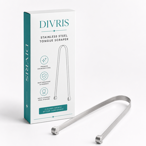 ที่ทำความสะอาดลิ้นรูปตัวยูสองด้านทำจากสแตนเลส Divris พร้อมห่วงปลายสำหรับสุขอนามัยในช่องปาก - Product Image 5