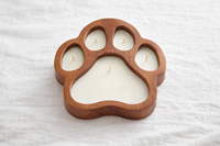 Porte-bougies en bois de manguier en forme de patte de chien, faits à la main, écologiques, personnalisables, pour la décoration de la maison, du jardin et de Noël