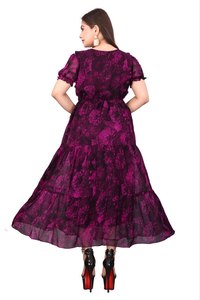 Vestido moderno informal Georgette con función de secado rápido Impresión digital y diseño en relieve para ocasiones de fiesta (todas las estaciones) - Product Image 5