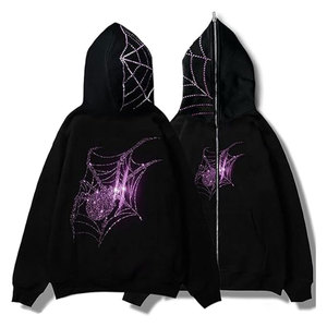 Fournisseur OEM de streetwear en sweat à capuche à paillettes personnalisé de taille adulte grande taille pour les femmes sweats à capuche à strass à la mode - Product Image 4