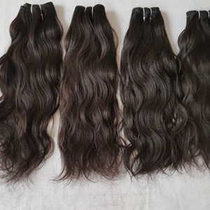 Extensions de cheveux humains indiens vierges Remy ondulés naturels non traités, cheveux noirs pour femmes, marque SV3, double trame machine - Product Image 2