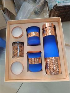 Top Strong Handcrafted Copper <b>Bottle</b> with <b>Glass</b> Set with Smooth Finish and Food Safe Inner Wall for Kitchen and Travel Purpose - Product Image 2