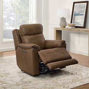 Fauteuil inclinable électrique à double moteur abordable avec télécommande, en similicuir beige, style contemporain - Product Image 4