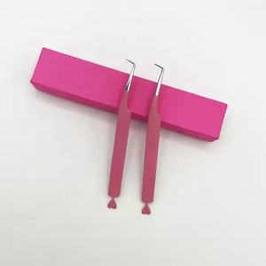 Pinzas para Pestañas de Acero Inoxidable Rosa, Diseño de Corazón, Agarre Sencillo, Pinzas para Extensión de Pestañas con Empaque de Caja de Cartón - Product Image 6