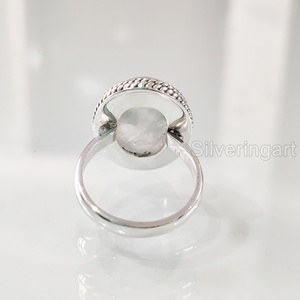 Anillo de mujer, piedra lunar de arcoíris Natural, piedra preciosa, piedra natal de junio, banda Simple, joyería de declaración Vintage, anillo de Plata de Ley 925 - Product Image 6