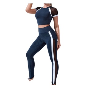 ชุดออกกำลังกายโยคะสองชิ้นสำหรับผู้หญิง สีพื้น ผ้าฝ้าย 100% สวมใส่สบาย ระบายอากาศได้ดี แห้งเร็ว ขายส่ง - Product Image 1