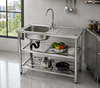 Évier de cuisine/laverie rectangulaire moderne 7540 SY en acier inoxydable brossé et laiton, à poser sur comptoir, avec robinet